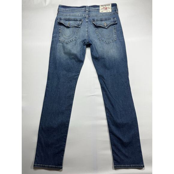True Religion Men's Rocco Relaxed Skinny w/Flaps Blue Denim Jeans - 34 (35x34) - Picture 3 of 8
